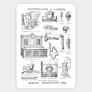Llewellins & James - Sanitary Engineers - 1891 Vintage Advert Sticker